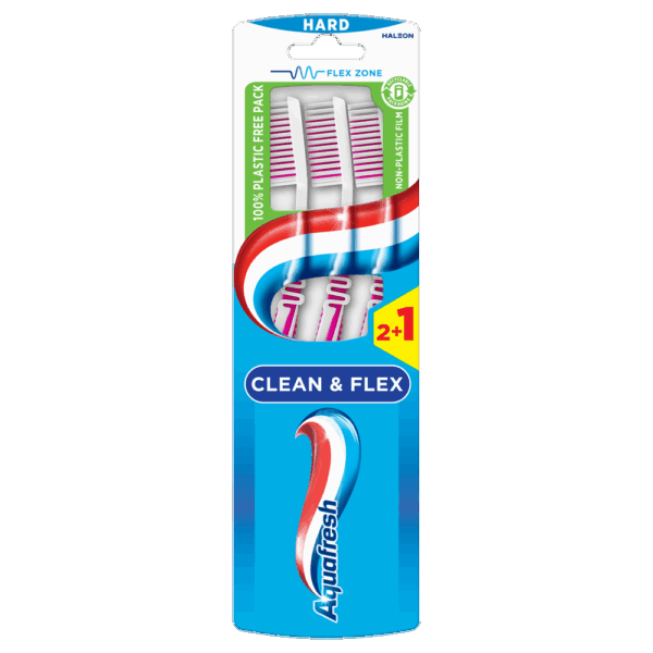 Aquafresh Clean & Flex Tandenborstel Hard - 2+1 gratis in 100% plasticvrije verpakking